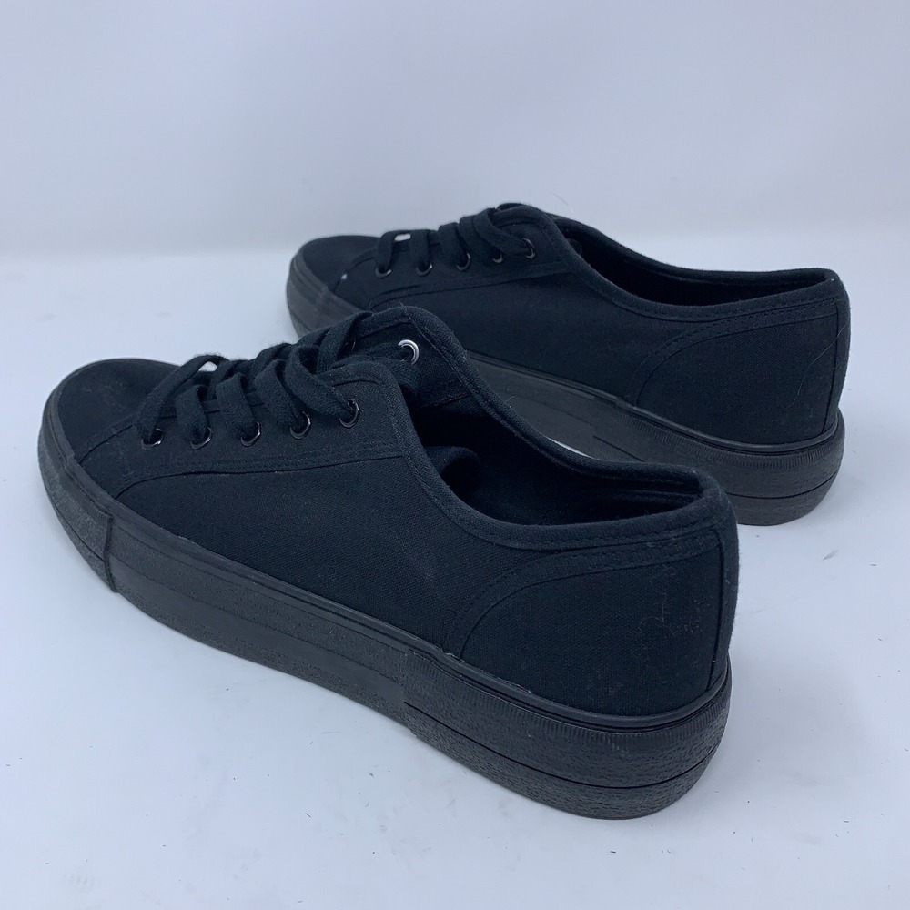 H&M Womens Shoe Size 10 Black Canvas Lace Up Sneakers NWT - Picture 9 of 10